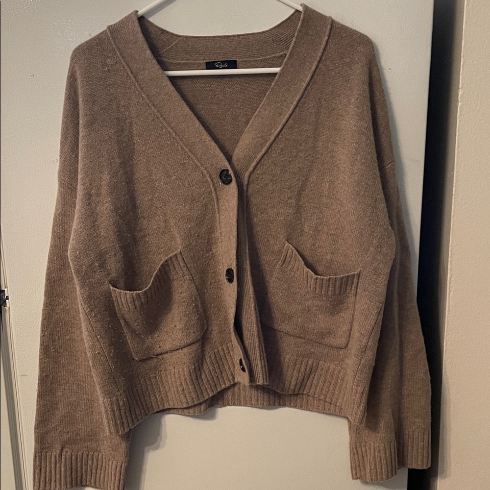 Rails Womens Small Lindi Mink Taupe Wool Cashmere V Neck Button Cardigan Sweater